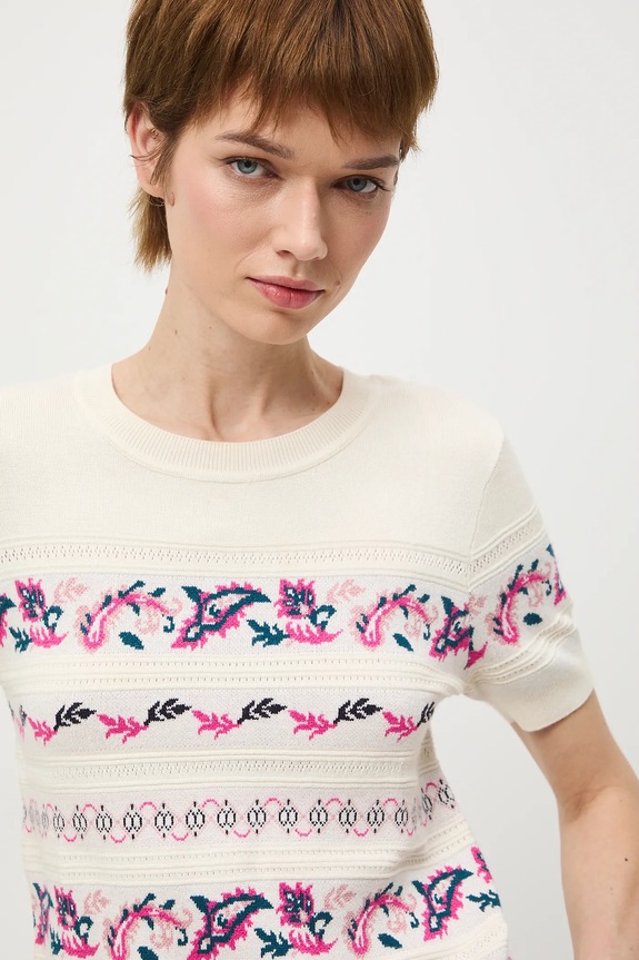 Tričko dámské žakárová tkanina, se vzorem béžová RS26-TSD305