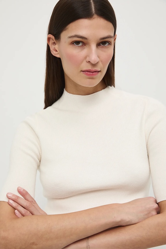 Tričko dámske rebrovaný béžová RS26-TSD306