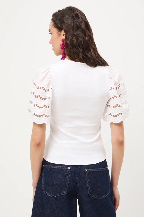 T-shirt bawełniany damski z elastanem gładki biały RS26-TSD401