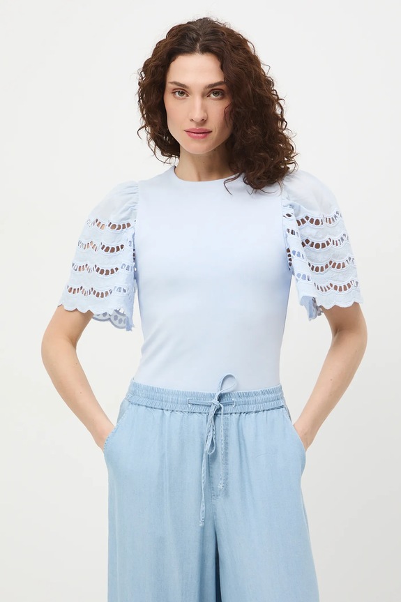 T-shirt bawełniany damski z elastanem gładki RS26-TSD401 niebieski