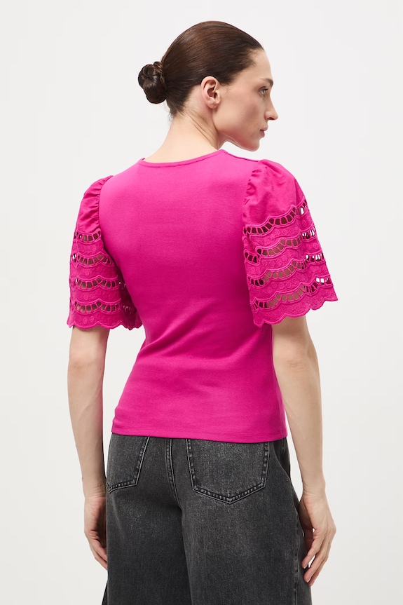 T-shirt bawełniany damski z elastanem gładki RS26-TSD401 różowy