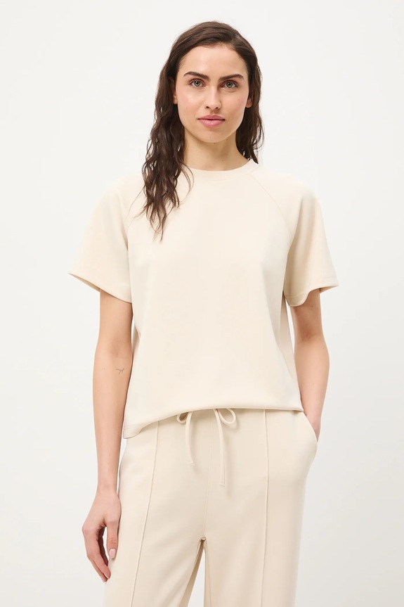 T-shirt damski interlock z modalem gładki gładkie beżowy RS26-TSD402