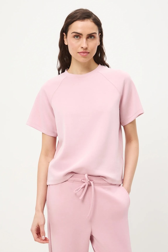 T-shirt damski interlock z modalem gładki gładkie różowy RS26-TSD402
