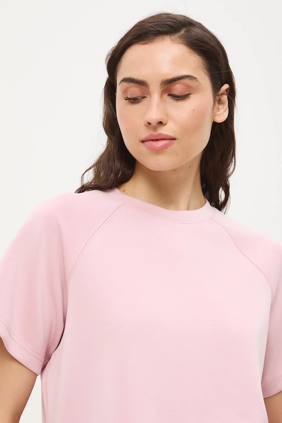 T-shirt damski interlock z modalem gładki różowy RS26-TSD402