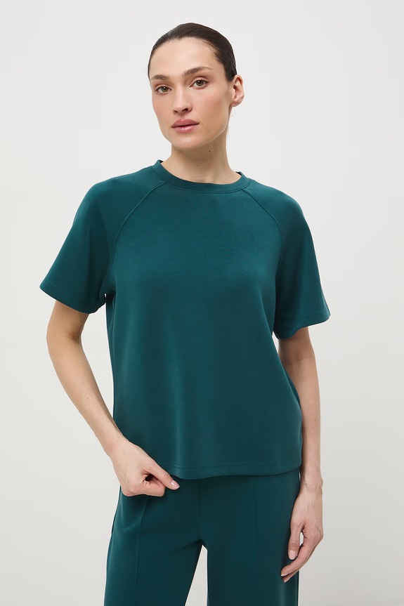 Odzież T-shirt damski interlock z modalem gładki RS26-TSD402 turkusowy