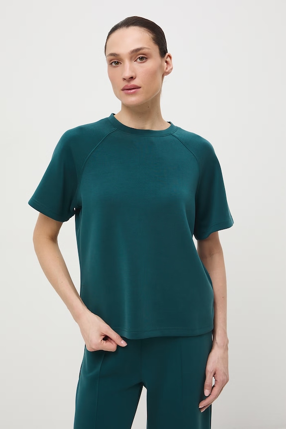 Odzież T-shirt damski interlock z modalem gładki RS26-TSD402 turkusowy