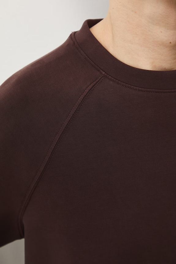 T-shirt damski interlock z modalem gładki RS26-TSD402 brązowy