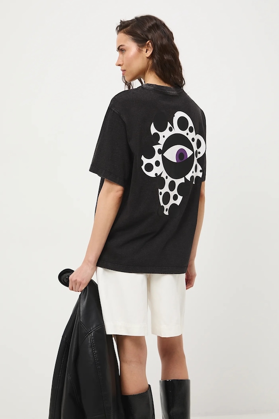 T-shirt oversize damski bawełniany by Joanna Gniady, Grafika Polska RS26-TSD451 szary RS26