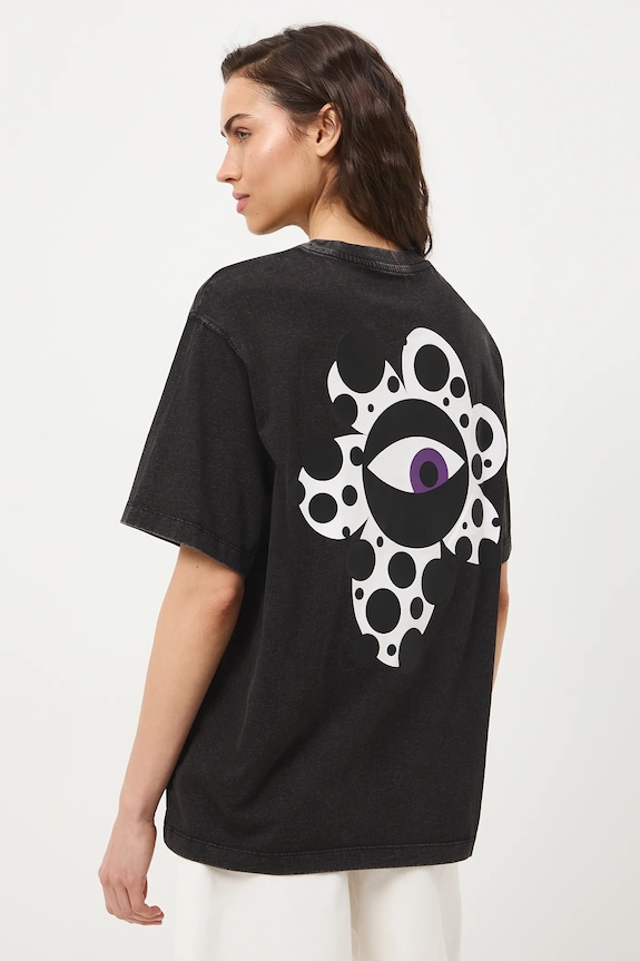 T-shirt oversize damski bawełniany by Joanna Gniady, Grafika Polska RS26-TSD451 szary