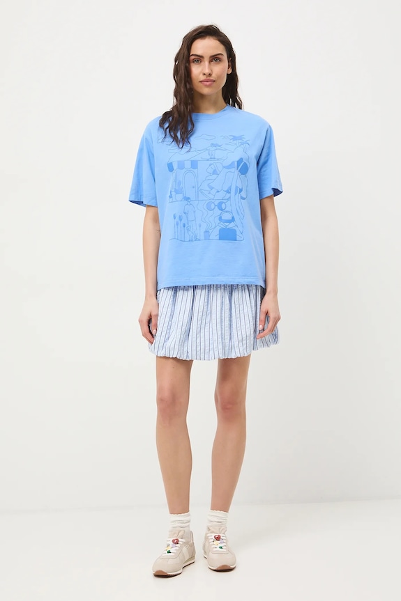 Odzież T-shirt oversize damski bawełniany by Marcela Wokan, Grafika Polska RS26-TSD452 niebieski