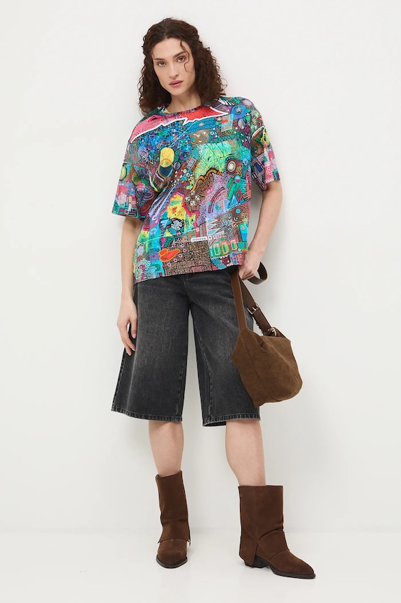 T-shirt oversize damski bawełniany by Marcin Kulesza, Grafika Polska multicolor RS26-TSD453