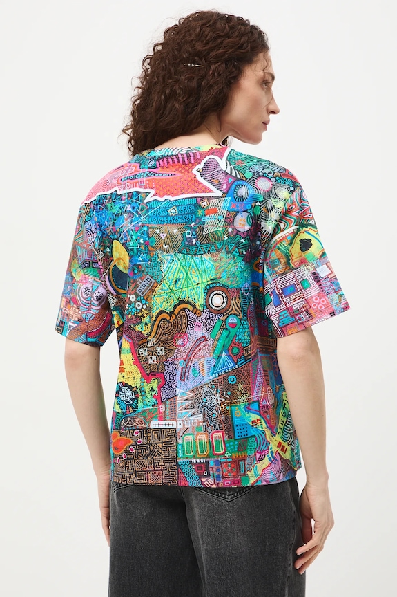 T-shirt oversize damski bawełniany by Marcin Kulesza, Grafika Polska multicolor RS26-TSD453