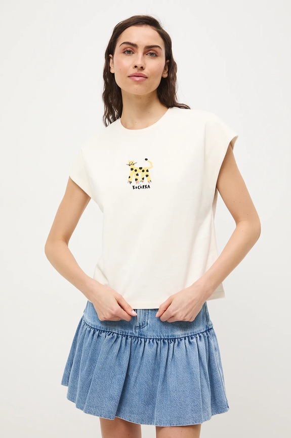 Medicine t-shirt damski bawełniany RS26-TSD457 beżowy RS26