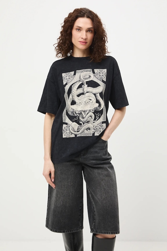 Medicine t-shirt oversize damski bawełniany szary RS26-TSD458