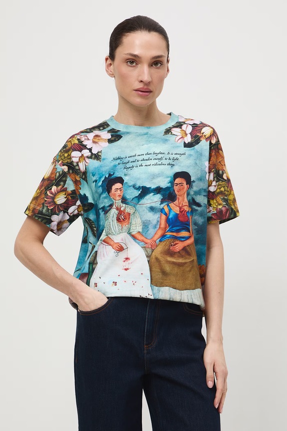T-shirt bawełniany damski z kolekcji Frida multicolor RS26-TSD483