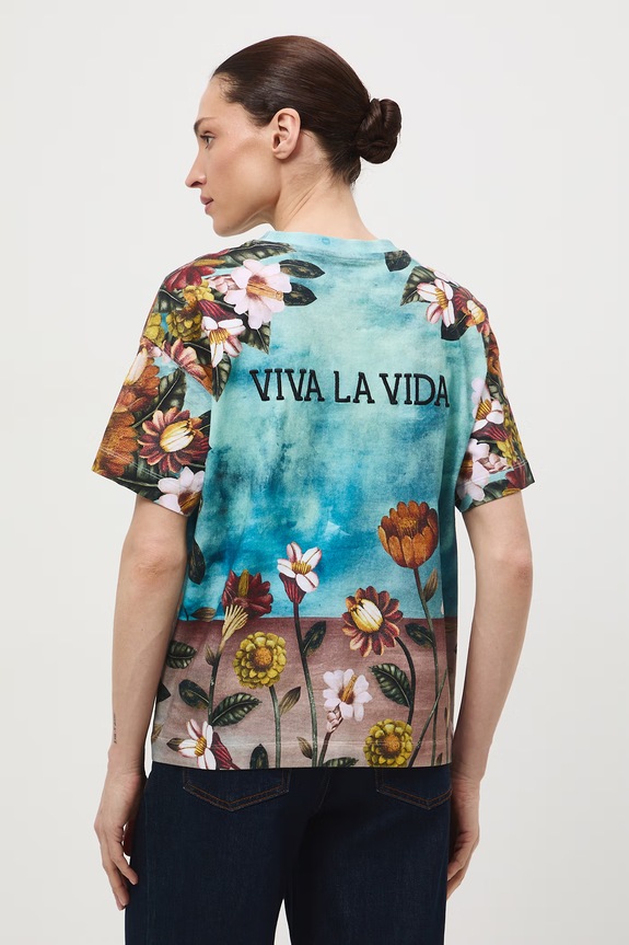 T-shirt bawełniany damski z kolekcji Frida RS26-TSD483 multicolor