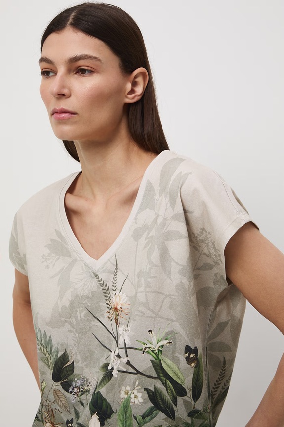 T-shirt damski bawełniany beżowy RS26-TSD500