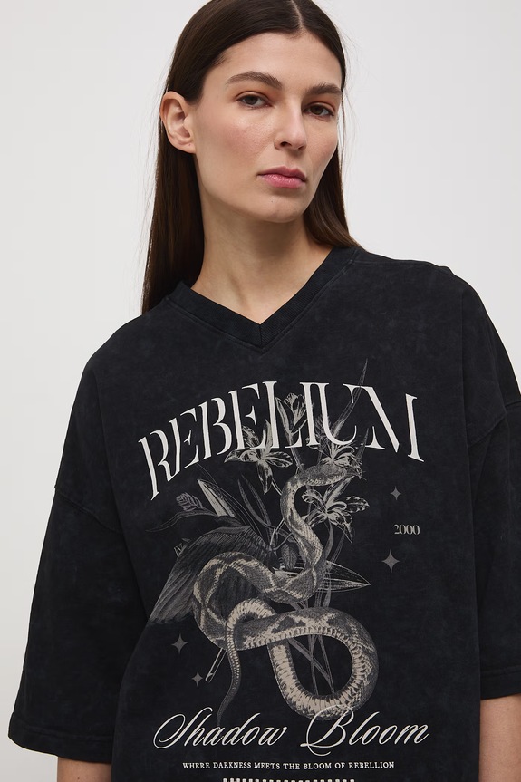 Medicine t-shirt oversize damski bawełniany RS26-TSD502 szary