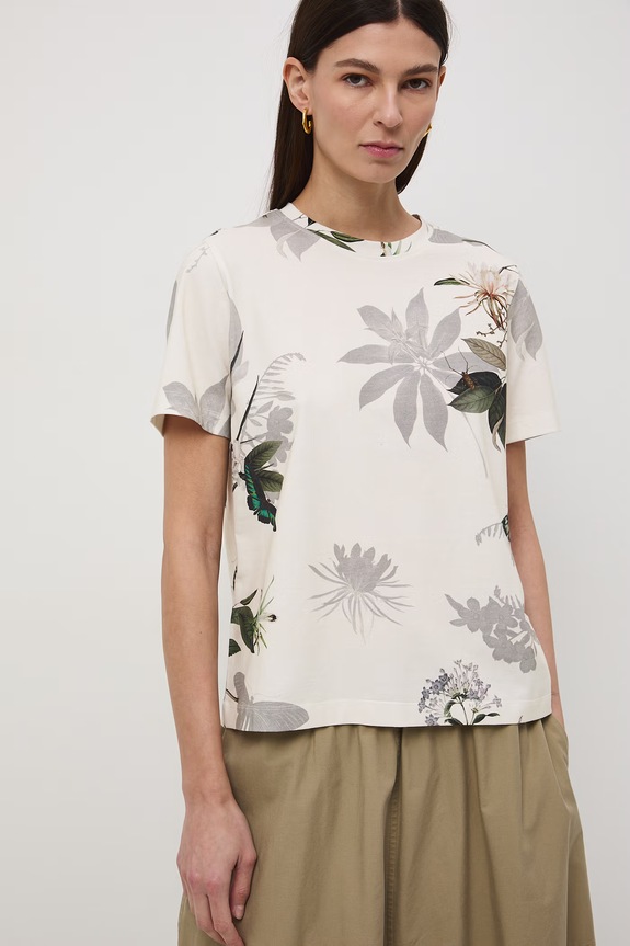T-shirt damski bawełniany z elastanem beżowy RS26-TSD504