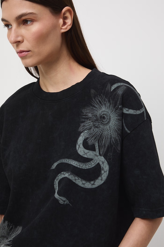Oversize tričko dámské bavlněné černá RS26-TSD507