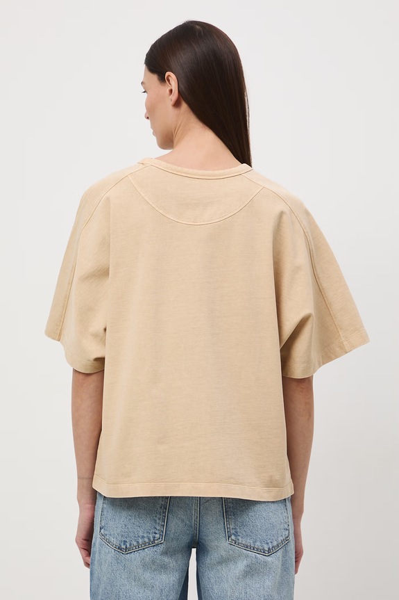 Odzież T-shirt oversize damski bawełniany RS26-TSD510 beżowy