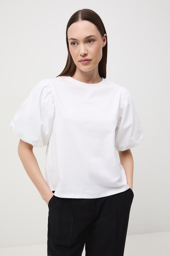 T-shirt damski bawełniany z elastanem biały RS26-TSD604