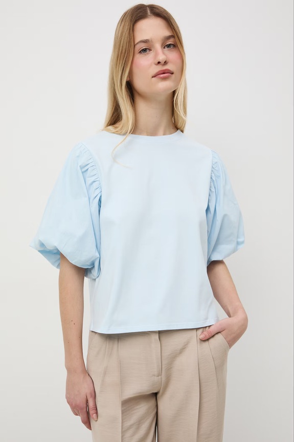 T-shirt damski bawełniany z elastanem niebieski RS26-TSD604
