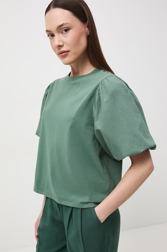 T-shirt damski bawełniany z elastanem zielony RS26-TSD604