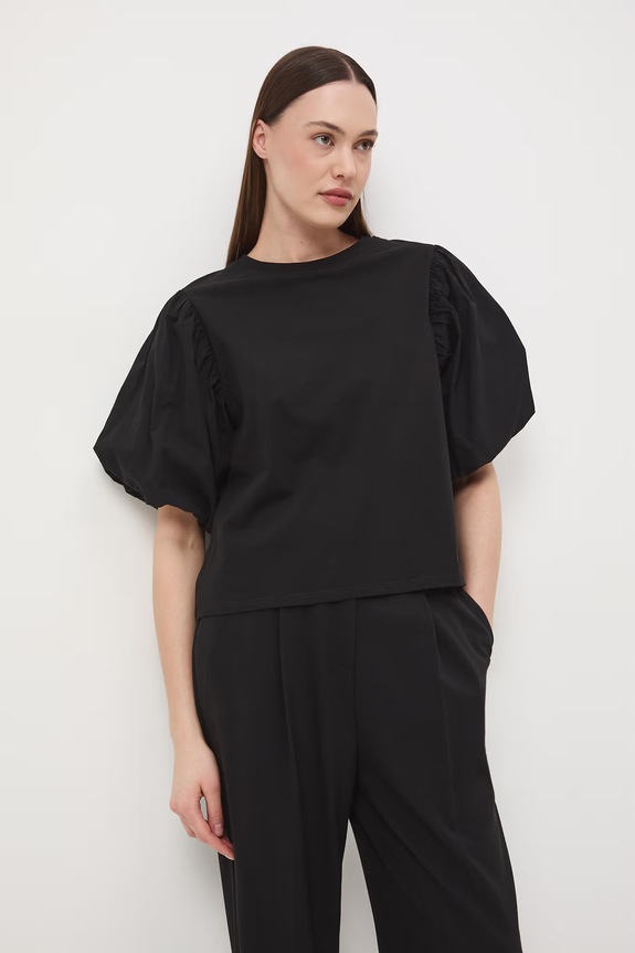 T-shirt damski bawełniany z elastanem czarny RS26-TSD604