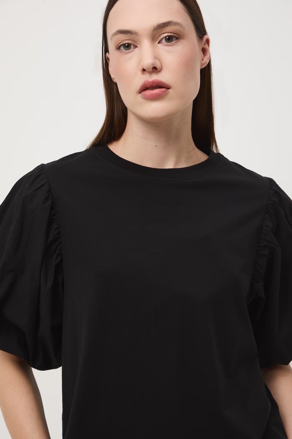 T-shirt damski bawełniany z elastanem czarny RS26-TSD604