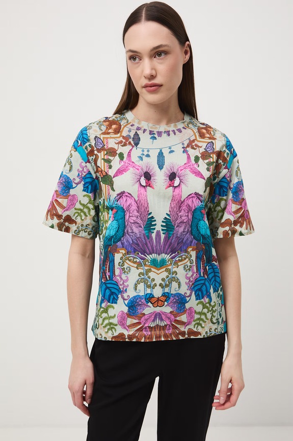 Oversize tričko dámske bavlnené z kolekcie Ilona Tambor x Medicine RS26-TSD651 zelená RS26