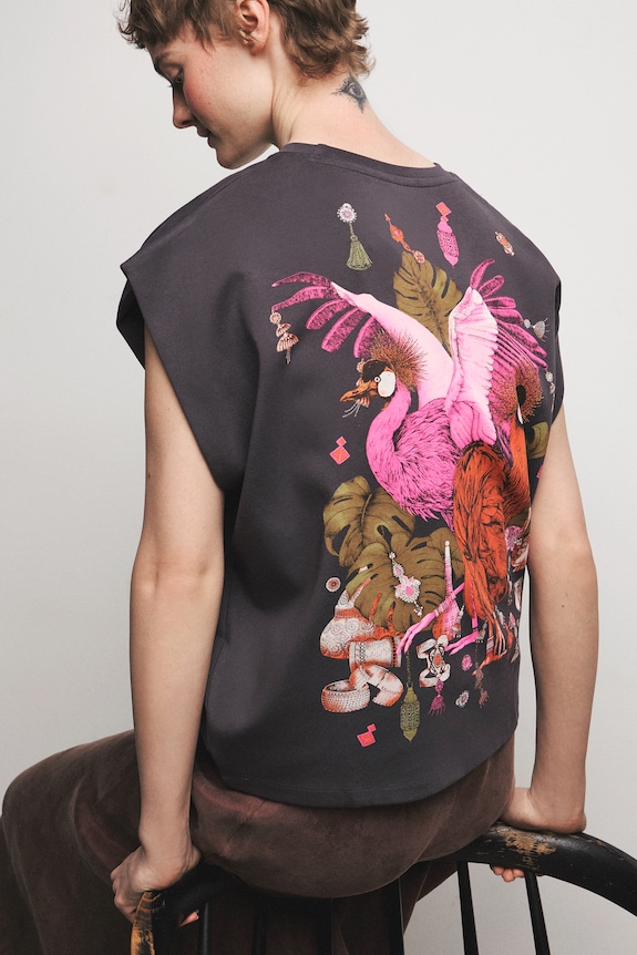 Medicine t-shirt oversize damski bawełniany z elastanem szary RS26-TSD653