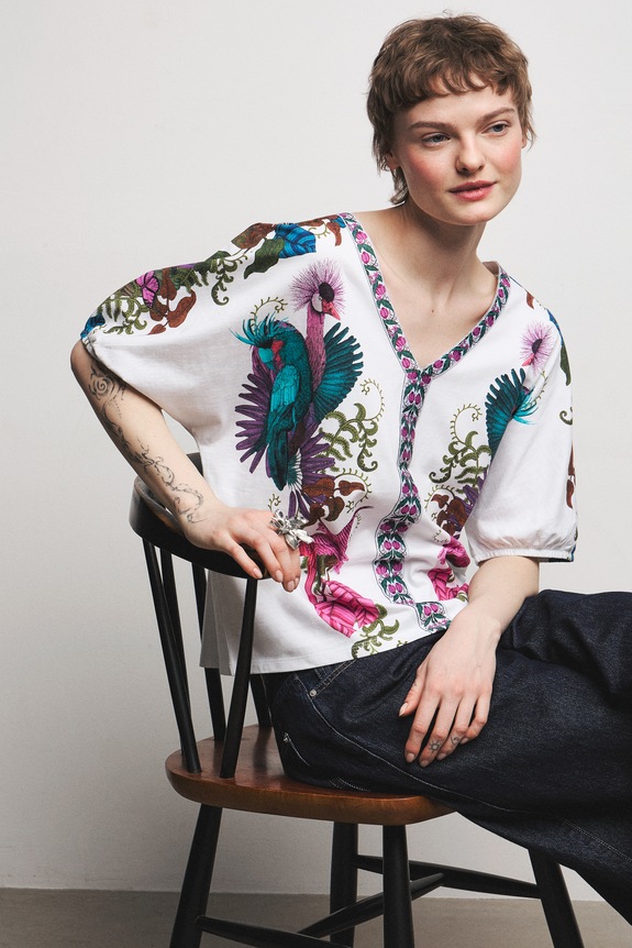 Oversize tričko dámske bavlnené z kolekcie Ilona Tambor x Medicine béžová RS26-TSD654