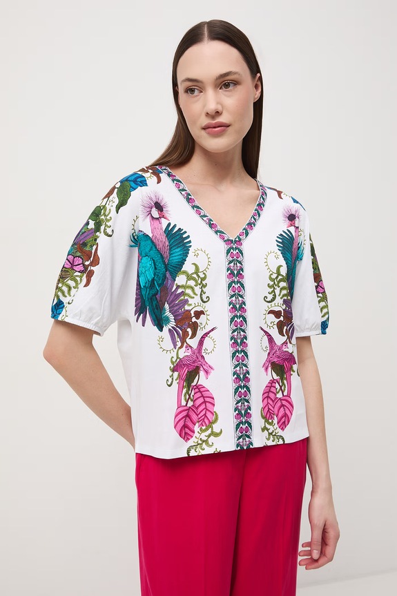 Oversize tričko dámske bavlnené z kolekcie Ilona Tambor x Medicine RS26-TSD654 béžová RS26