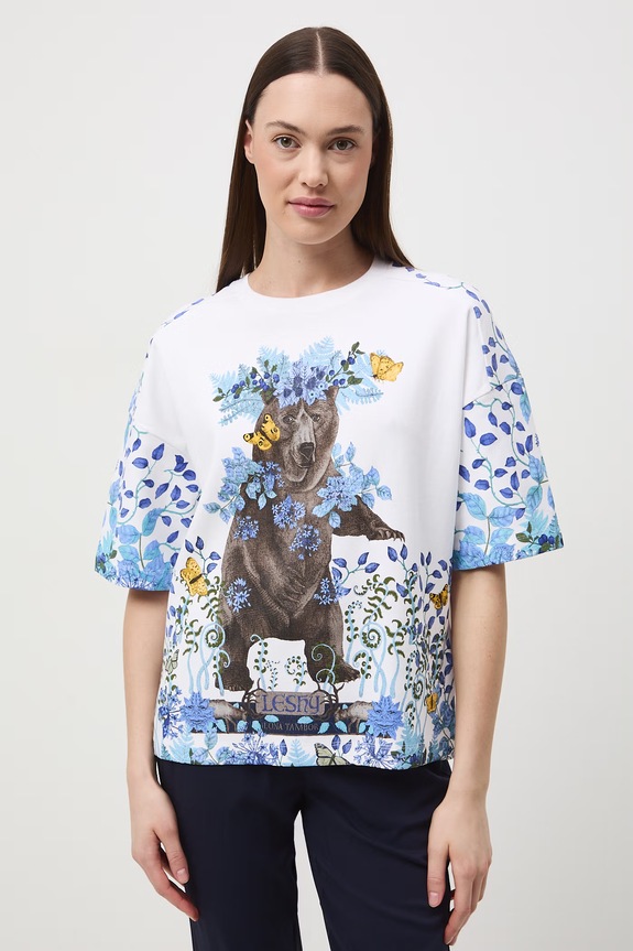 Oversize tričko dámske bavlnené z kolekcie Ilona Tambor x Medicine RS26-TSD658 biela RS26