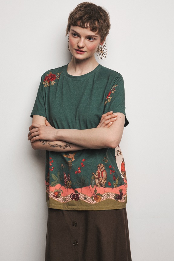 Medicine t-shirt damski bawełniany z elastanem zielony RS26-TSD660