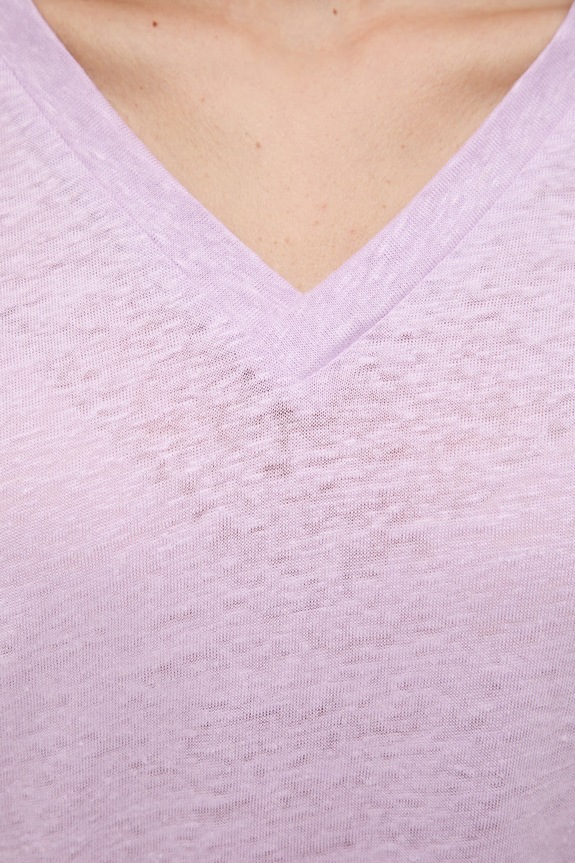 T-shirt damski lniany RS26-TSD700 fioletowy