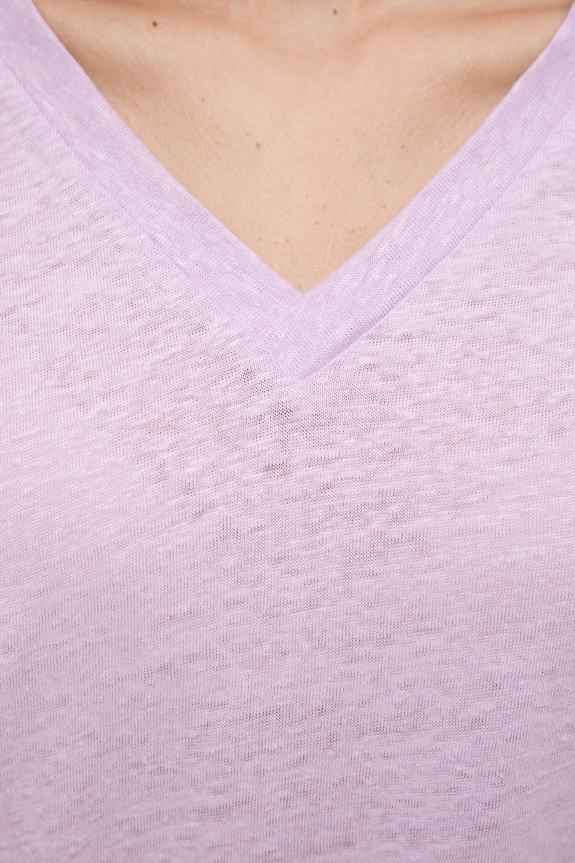 T-shirt damski lniany RS26-TSD700 fioletowy