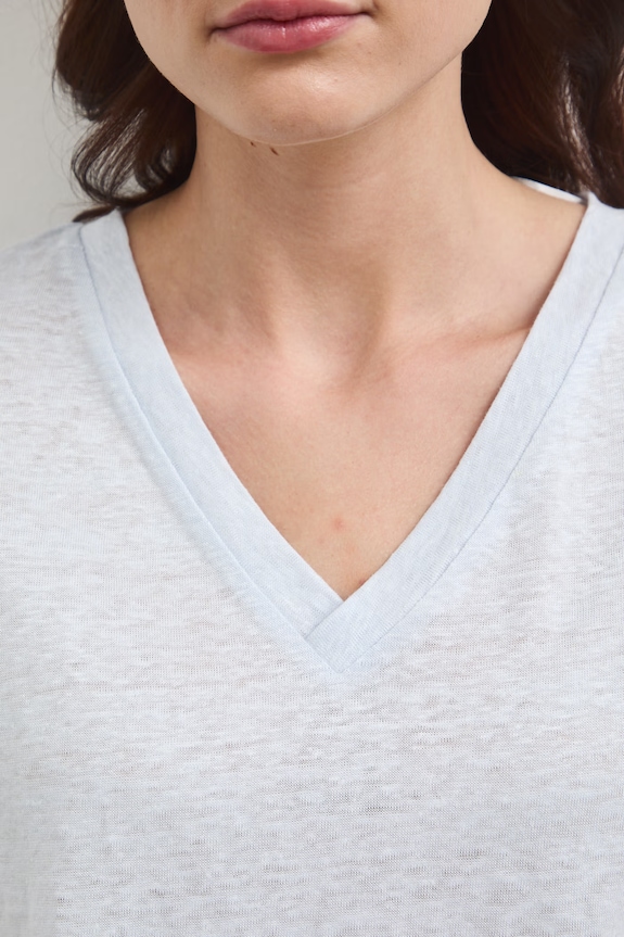 T-shirt damski lniany RS26-TSD700 niebieski