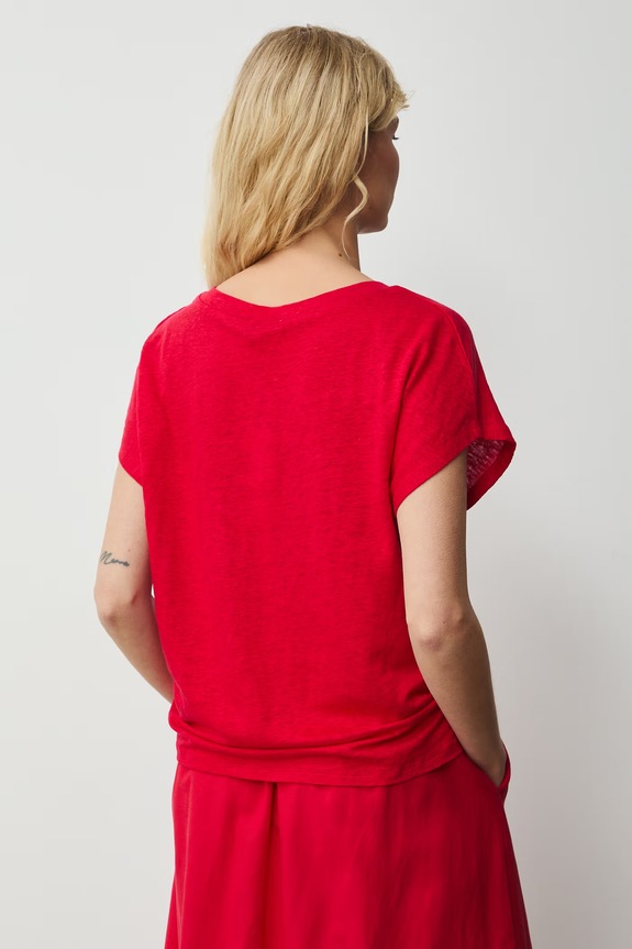 Odzież T-shirt damski lniany RS26-TSD700 czerwony