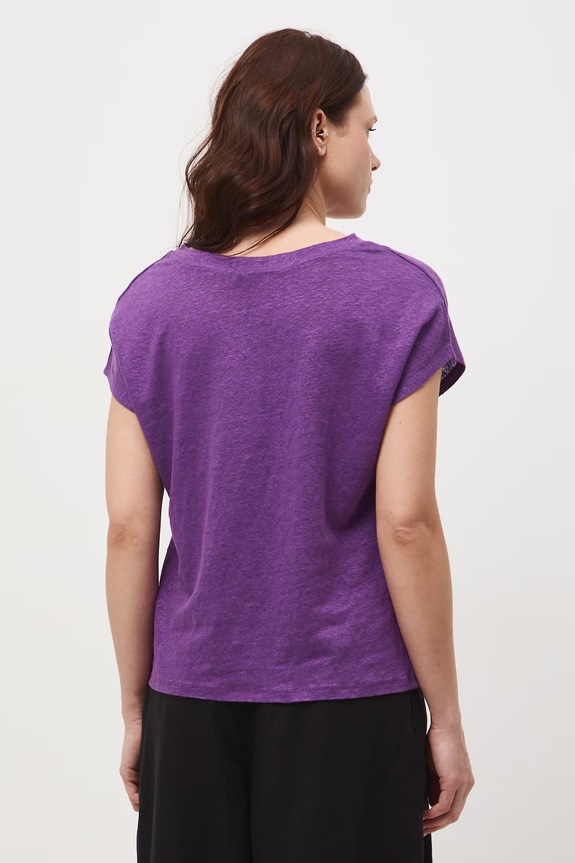 Odzież T-shirt damski lniany RS26-TSD700 fioletowy