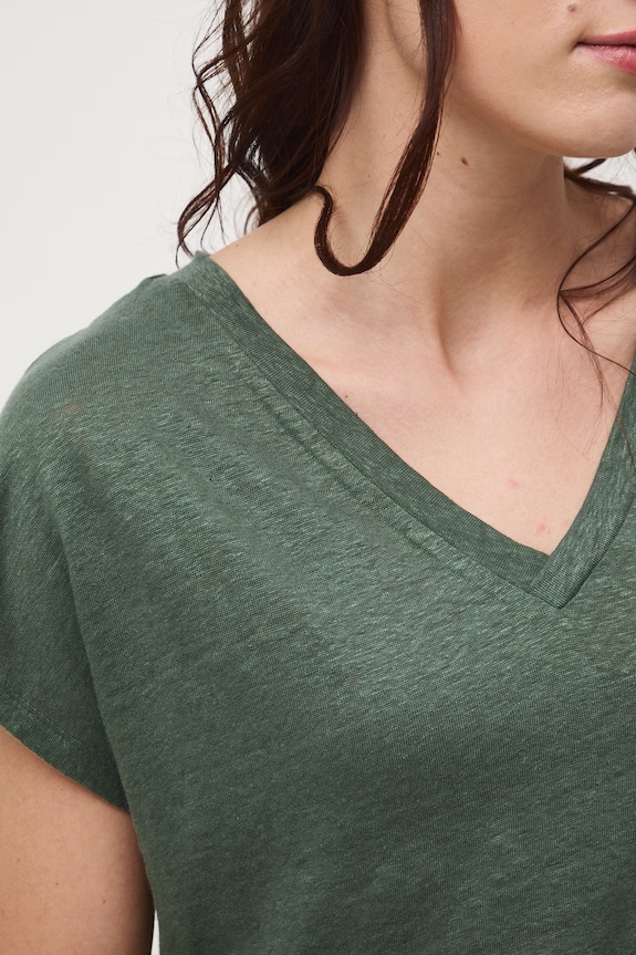 T-shirt damski lniany RS26-TSD700 zielony