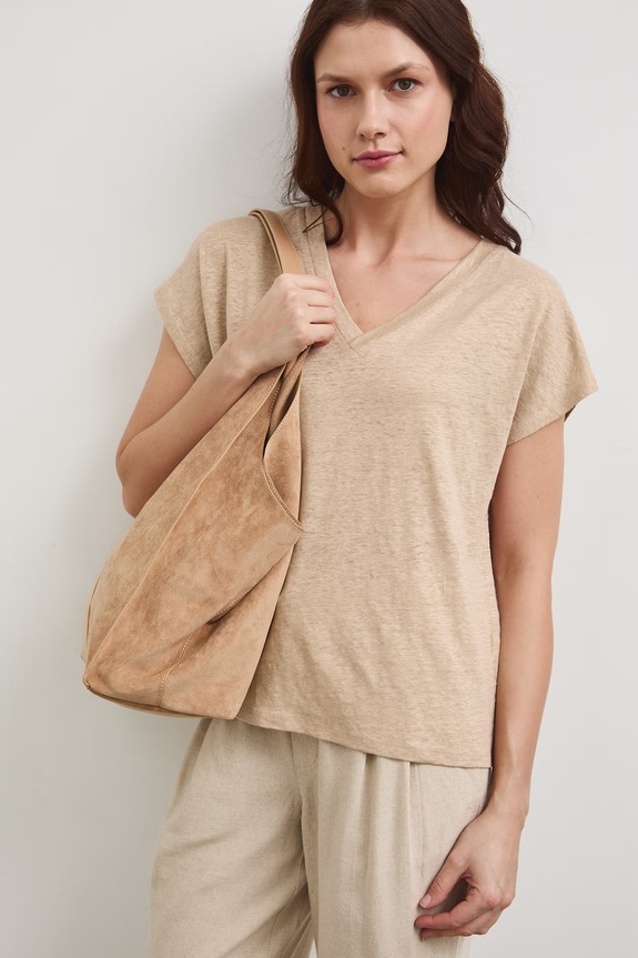 T-shirt damski lniany RS26-TSD700 beżowy RS26