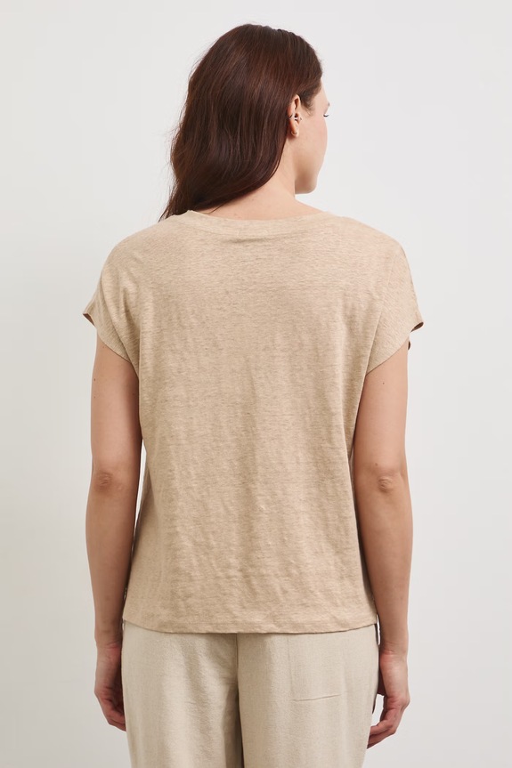 Odzież T-shirt damski lniany RS26-TSD700 beżowy