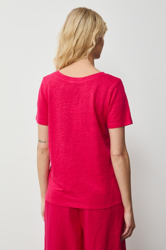 Odzież T-shirt damski lniany RS26-TSD701 różowy