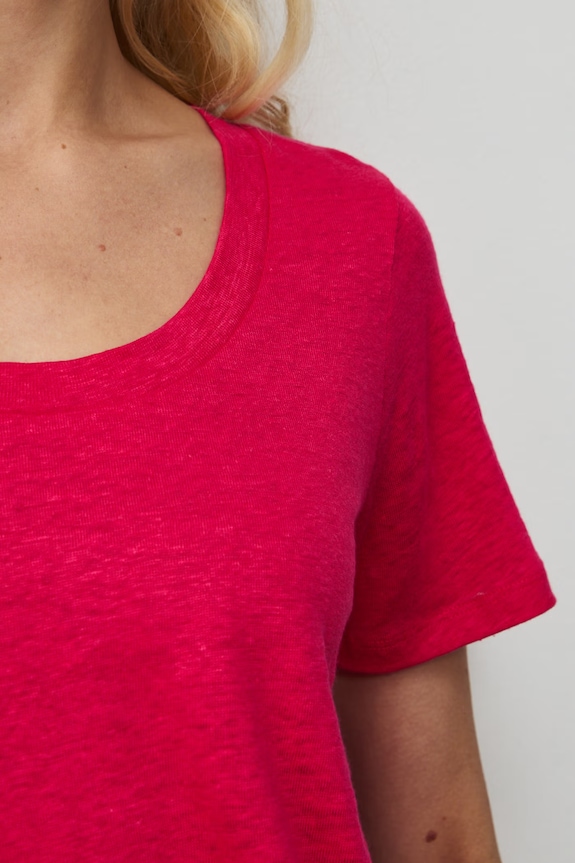 T-shirt damski lniany RS26-TSD701 różowy