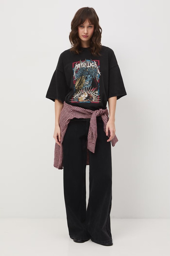 T-shirt oversize damski bawełniany Metallica RS26-TSD770 szary RS26