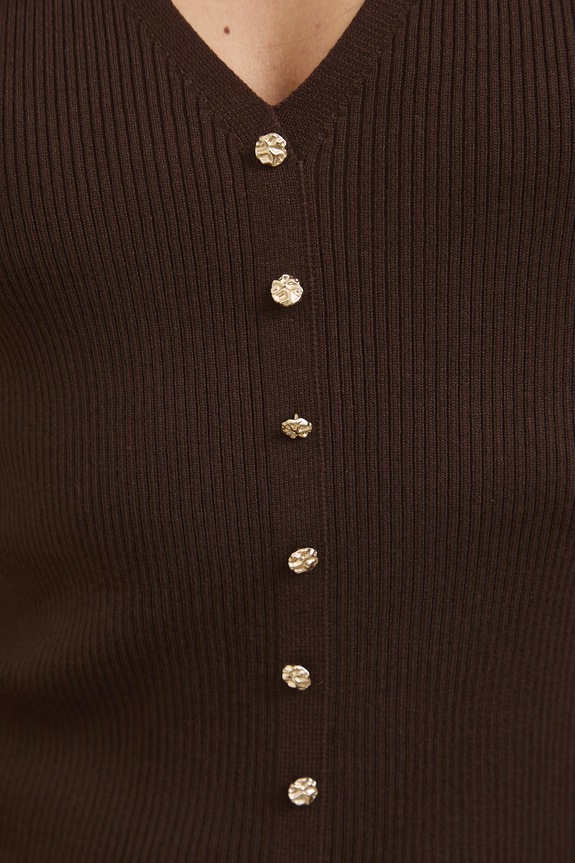 Top swetrowy damski z wiskozą RS26-TSD803 brązowy