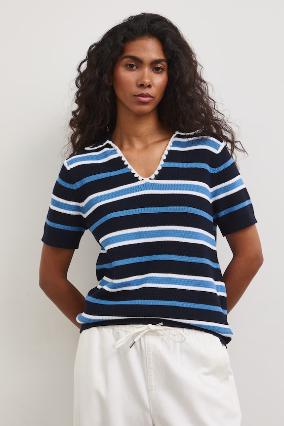 T-shirt swetrowy damski bawełniany granatowy RS26-TSD804