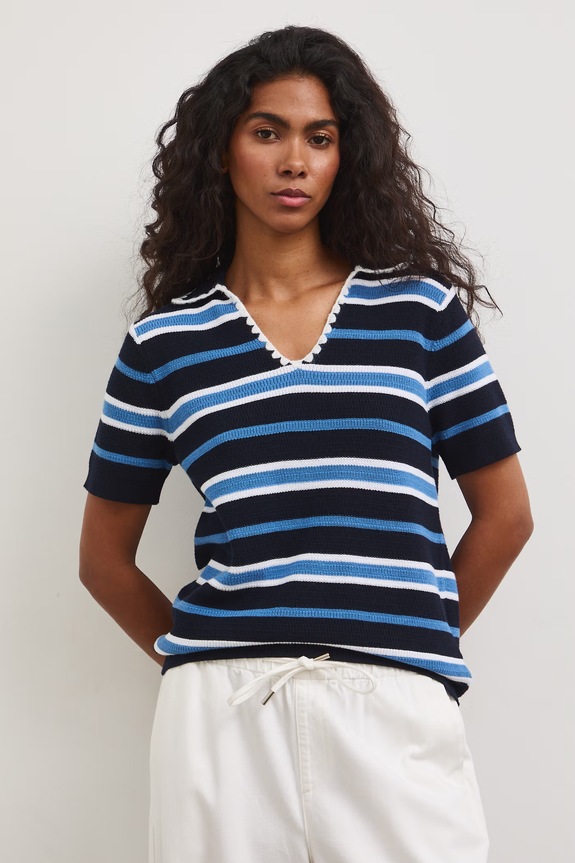 T-shirt swetrowy damski bawełniany RS26-TSD804 granatowy RS26